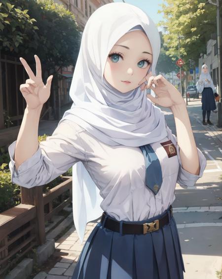 Indonesian High School Uniform with Hijab v1