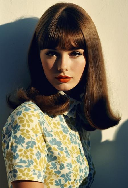 poster image, half body, 1girl,  1960's style, Mod Fashion Icon, Shadow art, full-length shot of girl at 25 years old