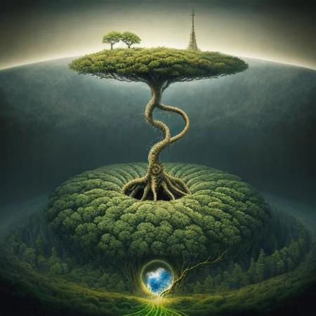 Cycle of life, surrealistic, natur, birth, death, masterpiece, surreal, photorealistic