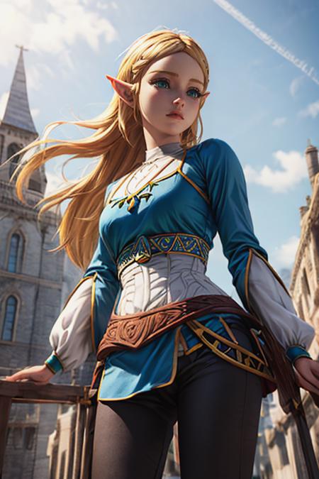 <lora:zelda_botw_outfit_v0.1:1>,
princess zelda,
blonde hair,
green costume,
anime,
realistic,
3d,
(masterpiece,
best quality,
high detailed:1.4),
high detailed eyes,
closed-up,
pov,
from below,
daytime,
dynamic lighting,
wind,
1girl,
tower of top,
shiny hair,
<lora:flat2:-1>