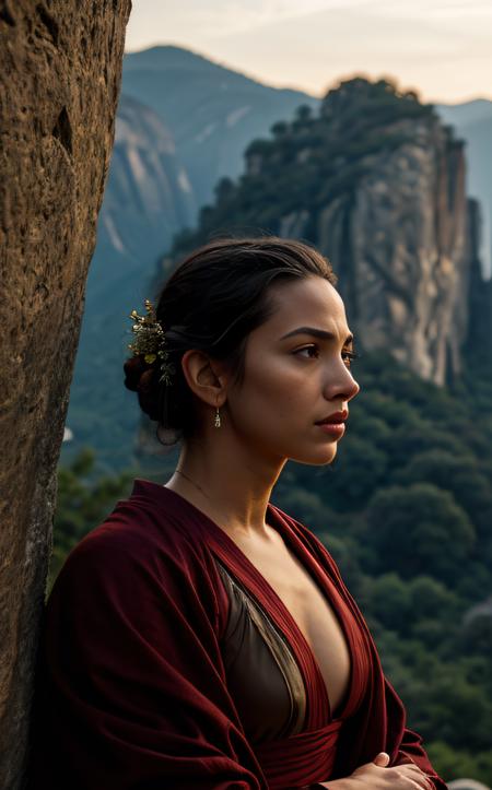 cinematic film still beautiful face, sexy,
(Top-quality, 8K, Masterpiece: 1.3) A photo of the powerful Earthbender, Avatar Aang, bending a massive pillar of rock with ease, clad in his Air Nomad robes, against the backdrop of a serene mountain landscape, taken with a telephoto lens, accentuating the intricate details of his bending technique and focused expression, illuminated by the soft light of dusk.
<lora:epi_noiseoffset2:1>   . shallow depth of field, vignette, highly detailed, high budget, bokeh, cinemascope, moody, epic, gorgeous, film grain, grainy