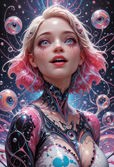 angled shot, side view, asymmetric, masterpiece, best quality, absurdres, very aesthetic,, abstract image of an erotic dream made_of_bubbles, female, swirls made_of_bubbles, organic, sexual tension, bizarre, ecstatic:, paranormal, octane render, vivid color pallet, volumetric light, black bias