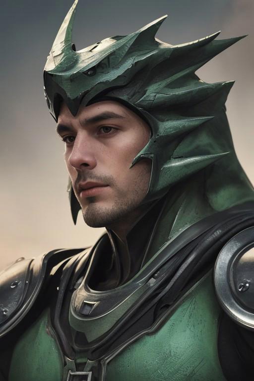 masterpiece, best quality, highres, photorealistic, raw portrait photo, most iconic photo, sharp, film grain, exposure blend, bokeh, dim light, hdr, high contrast, soothing tones,
a young muscular man wearing a shiny dragon scaled dark green and black plugsuit,