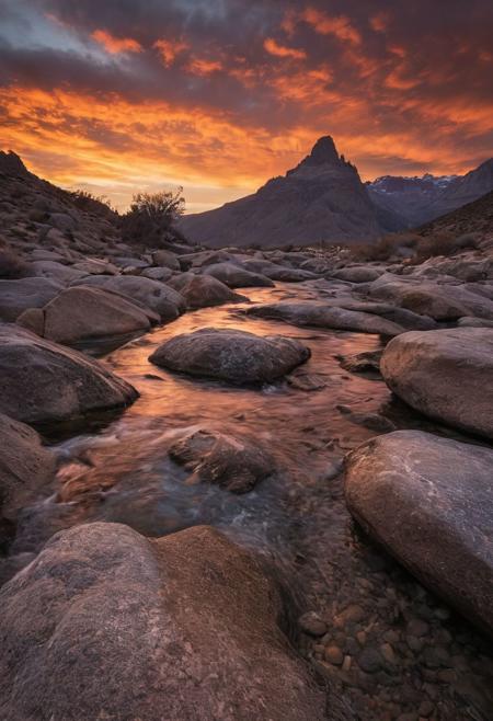 The scene captured by the Sony A7IV with a 20mm G Master lens set at a wide aperture of F1.5 unfolds with haunting beauty, enveloped in a moody and melancholic Capture the essence of a breathtaking landscape in the style of Michael Shainblum, using a Canon EOS R5 camera with a Canon RF 15-35mm f/2.8L IS USM lens. Position yourself at a high vantage point to take advantage of the early morning or late afternoon light, as it illuminates the horizon and casts long shadows, creating depth and dimension in your image. Experiment with different focal lengths to find the perfect composition, and use a tripod for stability during long exposures. Focus on capturing the interplay of light and shadow, highlighting the rich textures and colors of the landscape. Utilize the golden hour light to bathe the scene in warm tones, accentuating the natural beauty of the environment. Emphasize the grandeur and scale of the landscape by including foreground elements, such as a winding river or rugged boulders, to add depth and perspective to your image. Finally, post-process your image using techniques such as luminosity masking and color grading to enhance the mood and atmosphere of the scene, creating a captivating and awe-inspiring photograph that embodies the essence of Michael Shainblum's signature style.