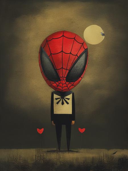 <lyco:TracieGrimwood:1.0> Spiderman, in the style of Jon Klassen, Andy Kehoe and Don Hertzfeldt