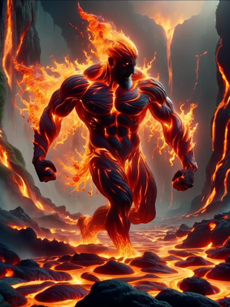 more realistic photo of ~*~Hercules encountering Hades beneath the fiery depths of the Underworld. Rivers of molten lava and looming shadows heighten the intensity of their showdown.~*~, (masterpiece, best quality:1.5),beautiful, high resolution face, Anti-Aliasing, FXAA, De-Noise, Post-Production, SFX, insanely detailed & intricate, hypermaximalist, elegant, ornate, hyper realistic, super detailed, noir coloration, serene, 16k resolution, full body <lora:ral-lava:1> ral-lava