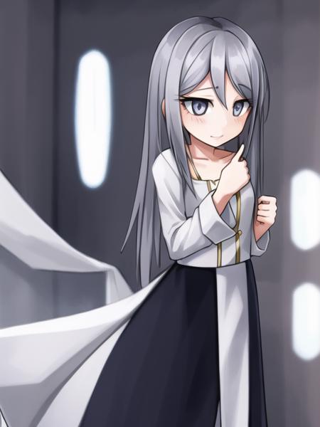 <lora:ray-k-style:0.6>  1girl, sylvie \(teaching feeling\),  long hair, grey hair, grey eyes,