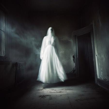 In a weathered apartment, the air is heavy with silence. Moonlight seeps through cracked windows, casting feeble rays upon desolation. Each step on creaking floorboards reverberates through the neglect-laden space. Shattered furniture, draped in dusty sheets, stands like ghosts frozen in time, and fractured mirrors distort reality.
A spectral whisper rustles through tattered curtains, revealing the apartment's untold stories. Suddenly, the air chills, and in a corner, a female ghost materializes. Her translucent form hovers, tattered garments swaying like ethereal tendrils. Hollow eyes fixate on you with an unsettling gaze.
As the ghost hovers, a chilling aura distorts the air, sending shivers through your spine. Oppressive silence is pierced by spectral moans, an unseen presence transforming the apartment into a gateway to the supernatural.
Irregular floorboard creaks respond to an otherworldly force. Shadows dance as the ghost moves through dimly lit space, once-familiar surroundings twisting into a nightmarish dreamscape.
Flickering light plays tricks, casting eerie reflections. The ghost's hovering figure defies the physical realm, creating uncanny unease. Spectral moans envelop the apartment in a haunting symphony.
In this spooky scene, the dilapidated apartment becomes a canvas for the supernatural. Dilapidation, chilling atmosphere, and the hovering female ghost merge, leaving an indelible mark of fear and unease.