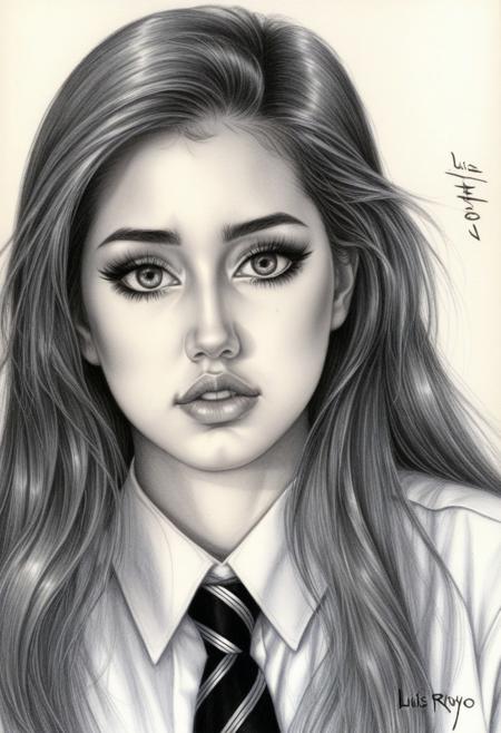 sketch from beautiful busty 24yo S4BR1N4 wearing uniform