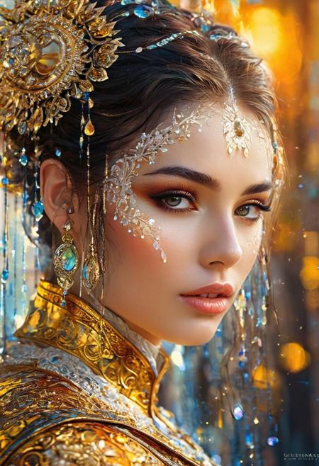 Mythical Animal Creature, 
Extremely beautiful and Delicate, 
Karol Bak Art, 
Ciro Marcetti Art, 
Art by Kyrielle, 
Luis Royo influence, 
vivid colors, 
lace, 
light rays, 
Dynamic Posture, 
amazingly fluid, 
detailed, 
3d fractals, 
light particles, 
water drops, 
shimmering light, 
dreamy, 
surreal, 
alcohol ink, 
smooth, 
shimmering, 
dreamy glow, 
conceptual art, 
City Mirage Art, 
Breathtaking View, 
vivid tonalities, 
fresh and deep colors, 
Gustav Klimt shades, 
double exposure effect, 
Broken Glass effect, 
no background, 
stunning, 
something that even doesn't exist, 
mythical being, 
energy, 
molecular, 
textures, 
iridescent and luminescent scales, 
breathtaking beauty, 
pure perfection, 
divine presence, 
unforgettable, 
impressive, 
breathtaking beauty, 
Volumetric light, 
auras, 
rays, 
vivid colors reflects, 
Watercolor, 
trending on artstation, 
sharp focus, 
studio photo, 
intricate details, 
highly detailed, 
by greg rutkowski, 
neon ambiance, 
abstract black oil, 
gear mecha, 
detailed acrylic, 
grunge, 
intricate complexity, 
rendered in unreal engine, 
photorealistic