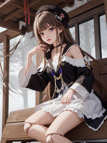 1girl,solo,hertasr,dress,dollgirl,<lora:[è§è²]-[é»å¡-æç©¹éé]HertaStarRailV1:1>,sitting,