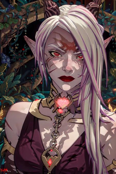 Bloodmoon Huntress elf, horns, one broken horn