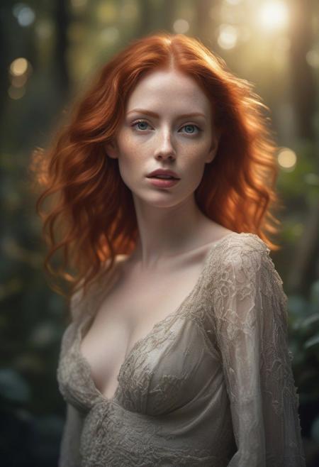 <lora:SDXL_FILM_PHOTOGRAPHY_STYLE_BetaV0.4:1>, ronny garcia photography  redhead, stunningly beautiful, masterpiece, ultra high quality, ethereal, awe beauty, volumetric Romantic lighting, petzval lens, 8k, tonemapped, by Stefan Gesell, detailed, by Viviane Sassen, by Oliver Wetter, by marat safin, cinematic  photorealistic, 8k uhd natural lighting, raw, rich, intricate details, key visual, atmospheric lighting, 35mm photograph, film, bokeh, professional, 4k, highly detailed . 35mm photograph, film, bokeh, professional, 4k, highly detailed