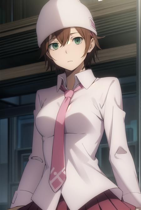 mikaharima, <lora:mika harima s1-lora-nochekaiser:1>,
mika harima, short hair, brown hair, (green eyes:1.3),
BREAK skirt, shirt, hat, beanie, school uniform, pleated skirt, necktie, white shirt, collared shirt, long sleeves, red skirt, pink necktie,
BREAK indoors, classroom,
BREAK looking at viewer, (cowboy shot:1.5),
BREAK <lyco:GoodHands-beta2:1>, (masterpiece:1.2), best quality, high resolution, unity 8k wallpaper, (illustration:0.8), (beautiful detailed eyes:1.6), extremely detailed face, perfect lighting, extremely detailed CG, (perfect hands, perfect anatomy),