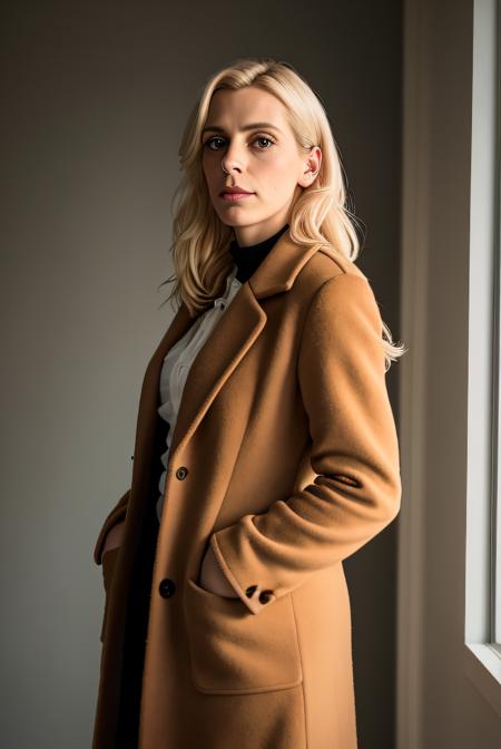 photo of (S4r4P3s01:0.99), a woman, RAW, close portrait photo, long brown coat, long haircut, pale skin, slim body, (high detailed skin:1.2), 8k uhd, dslr, soft lighting, high quality, film grain, Fujifilm XT3 sharp focus, f 5.6