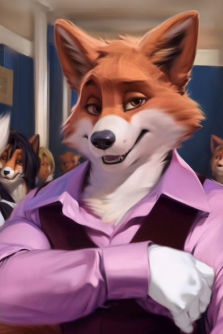 Foxy Bingo Fox Suit Pink Shirt Vest tie