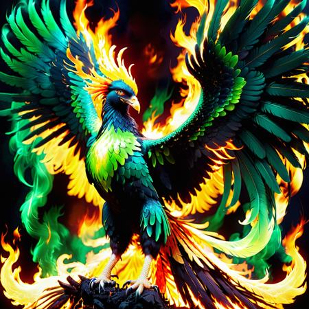 (((green) flaming)) phoenix,<lora:Phoenix:1>,