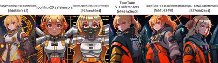 A girl with blond hair, intense golden red eyes, wearing Cyberpunk clothes, space helm cover her face uniform with her arms made of metal, against a dark background of inside a space station at night. detailed-eyes, details-face, details-lips, LuxuriousNeons Costume, silver dress, tape_clothes, tape, upshirt, <lora:HZSteampunk1.1-sdxl-000006:0.800000>, <lora:drippingpaint1.1-000004:0.800000>, <lora:3d_toon_xl:0.800000>