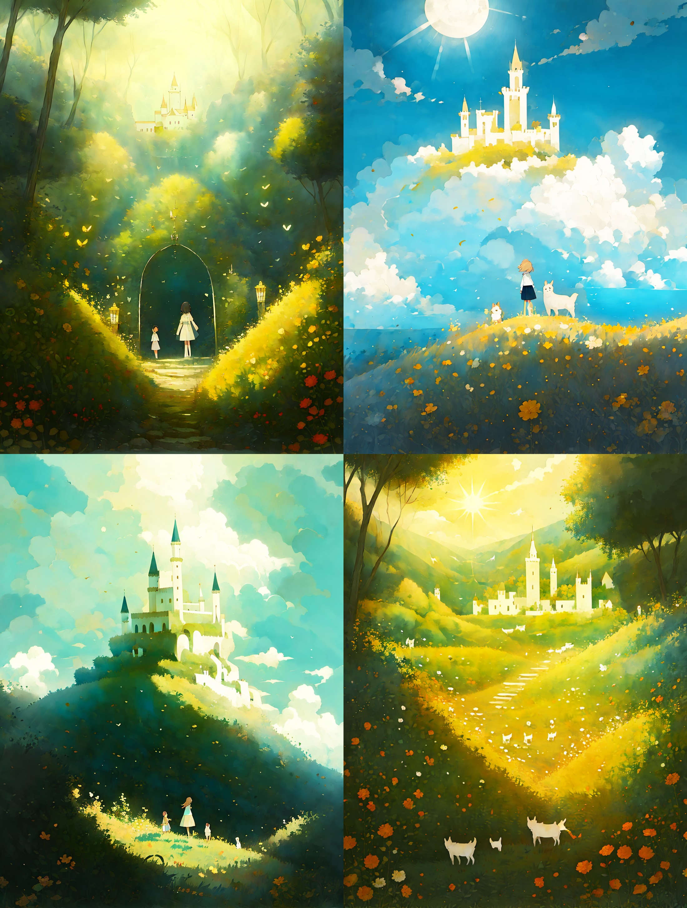 Castle,<lora:childbook_v1:1>,childbook,no people,masterpiece,best quality,The sun shines down,A beautiful scene,A dreamy s...