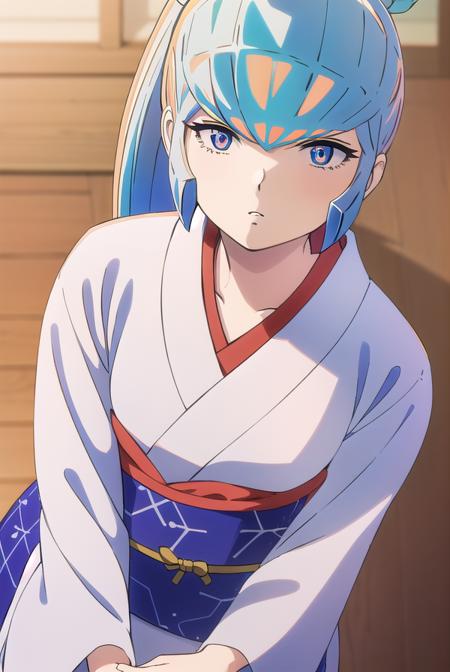 uruseiyatsuraoyuki, <lora:urusei yatsura oyuki s1-lora-nochekaiser:1>,
oyuki, long hair, blue eyes, blue hair, ponytail,
BREAK japanese clothes, kimono, sash, white kimono, obi,
BREAK indoors, classroom,
BREAK looking at viewer, (cowboy shot:1.5),
BREAK <lyco:GoodHands-beta2:1>, (masterpiece:1.2), best quality, high resolution, unity 8k wallpaper, (illustration:0.8), (beautiful detailed eyes:1.6), extremely detailed face, perfect lighting, extremely detailed CG, (perfect hands, perfect anatomy),