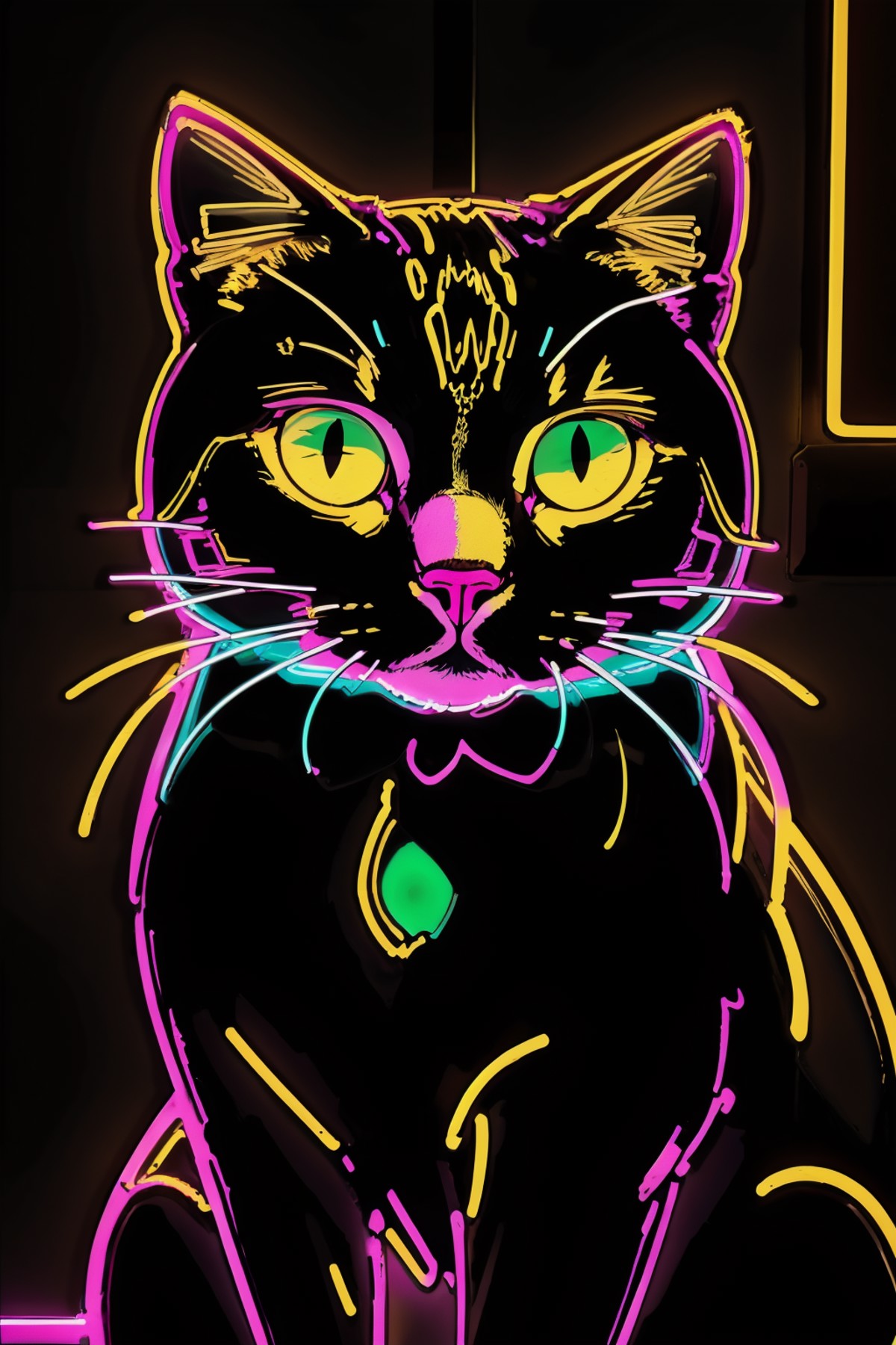 neon_outlines, close up, eyes of a beautiful japanese cat in an office, dark room, jade color theme, 8k resolution <lora:n...