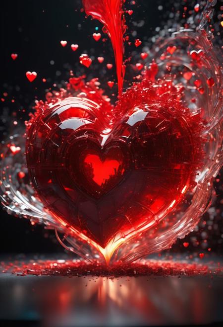 ASCII Masterpiece, (cosy), (ultra high res, mj,best quality,highly detailed:1.5),(cinematic),(volumetric lighting, volumetric shadows:1.5),Amazing, (8k details),(photorealistic:1.4)
exploding heart, extrusion effect, prevailing colors white and red, professional background, advertising campaign, professional, winning photo, good luck