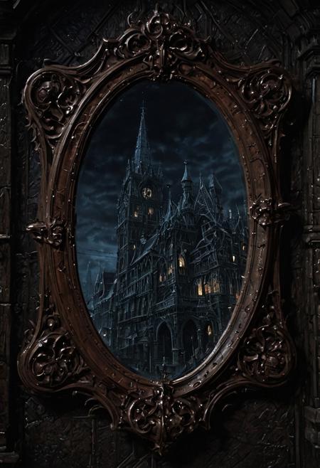 Victorian modern architecture, the city of Yharnam is inside the small mirror, The small mirror is centered, bloodborne, oil painting, done with japanese brush technique, realistic, extreme detail, scary, terrifying, dark and warm environment, 8k, looking at viewer, ominous, looming, eldritch
<lora:EpicF4nta5yXL:0.8>