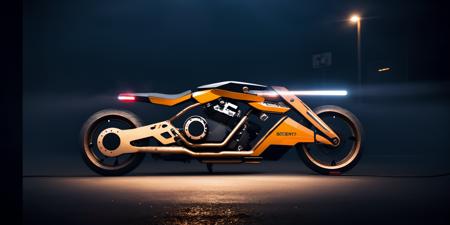 Sci-fi motorcycles,black and brass science fiction hovering industrial motorcycle in crowded downtown streets, science fiction, cinematic lighting, night time, volumetric light, imax, dslr, highly detailed, volumetric fog, dystopian vibes, dutch angle, cinematic angle <lora:Sci-fi motorcycles:0.8>