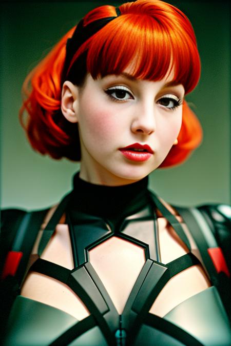 <lora:n0r4_lora:1>  n0r4 , hyper realistic photograph, detailed face, full body, hyper realistic photograph, detailed face, red hair, (black widow outfit), :: film grain, Kodak portra 800, f1.8,