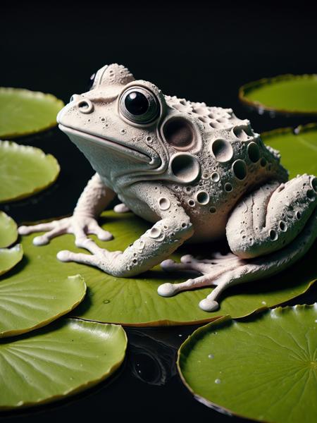 <lora:Lunar_Surface_SDXL:1> ais-lunar frog sat on a lily pad