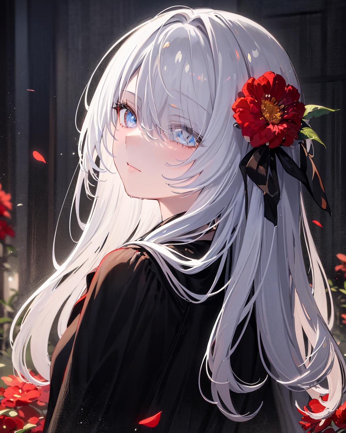 anime girl with silver hair and silver eyes