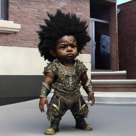 A (SmolOne:1.2), baby (Afro Samurai), insanely detailed and intricate, hypermaximalist, elegant, ornate, hyper realistic, super detailed, cinematic light, by (SmolGuys:0.6)