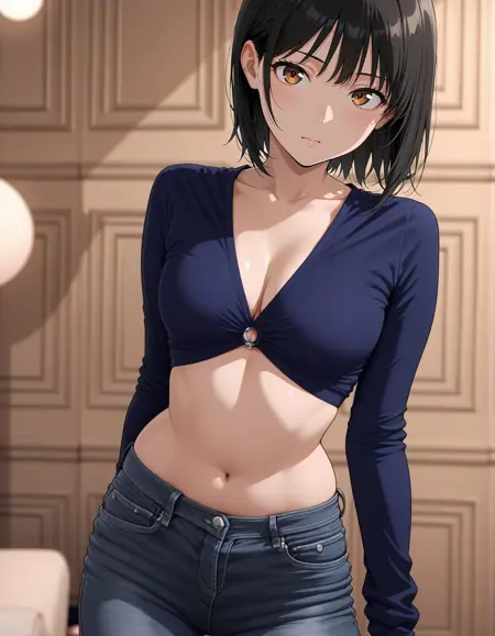 Clothing: Simple blue shirt