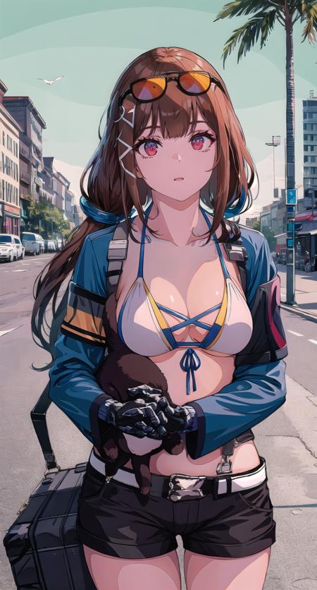 (masterpiece,best quality, detailed),street, looking at viewer, 1girl, solo, (princess carry),
js9swimsuit,  eyewear on head <lora:JS9-pynoise-000012:1> <lora:ligneart(cogecha):0.9>