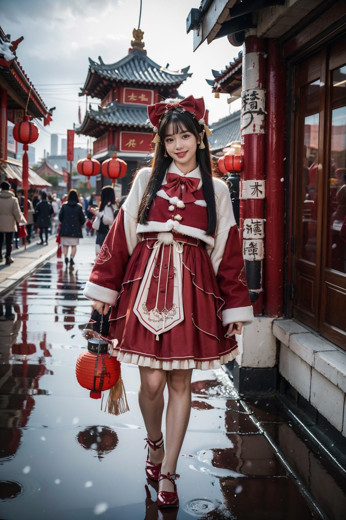 [Realistic] Chinese new year style dress | 农历新年风裙子（新中式/中式Lo裙） image by cyberAngel_