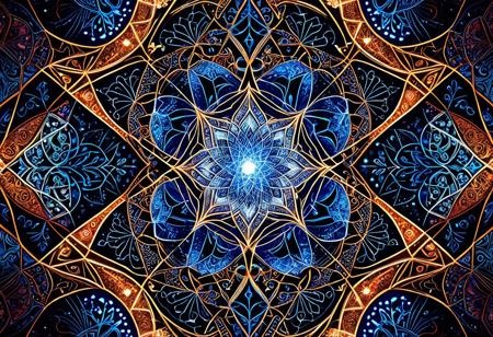 masterpiece, best quality, amazing quality, high resolution, closeup, Indonesian Batik Morph,  Envision geometry as the metaphysical language of space itself—an ancient force born from Earth's measurements, now pulsating through the digital realm. It evolves into a cosmic structure underpinning reality, illuminated by the dynamic glow of RGB lighting. Crystalline forms, sacred geometry, and multidimensional grids converge with fluid spatial relationships, all rendered in a hyper-realistic, transcendental visual. Floating Euclidean shapes bend space, while illuminated vectors trace paths through a spectrum of colors, echoing the customizable brilliance of RGB keyboards. This digital symphony, styled in 32K UHD with exquisite detail and high contrast, harmonizes mathematics, science, and spiritual symbolism, transcending dimensions in a luminous dance of light and form
  Indonesian Batik Morph