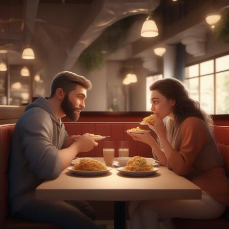 A couple in a restaurant 