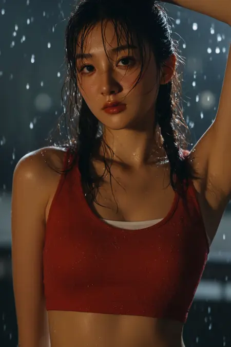 Rainy Night Elegance - Portrait Fashion Photography Atmosphere Enhancement