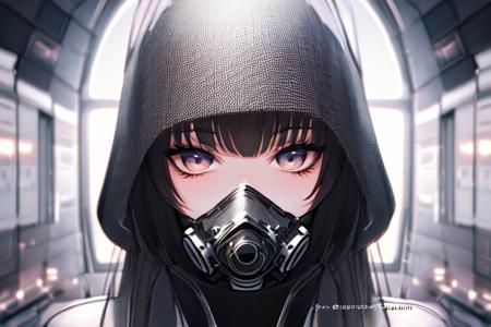 masterpiece, best quality, ultra-detailed,detailed background,beautiful detailed face,high quality,extremely detailed,mask,1girl,universe,,illustration, cinematic light,