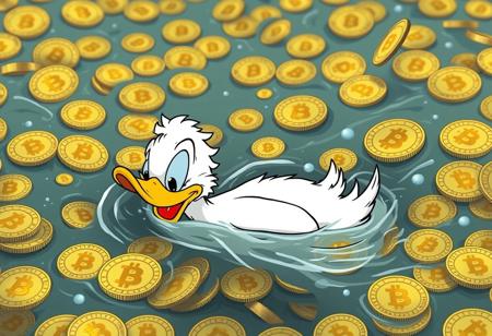 a huge amount of bitcoins in which scrooge mcduck is swimming
