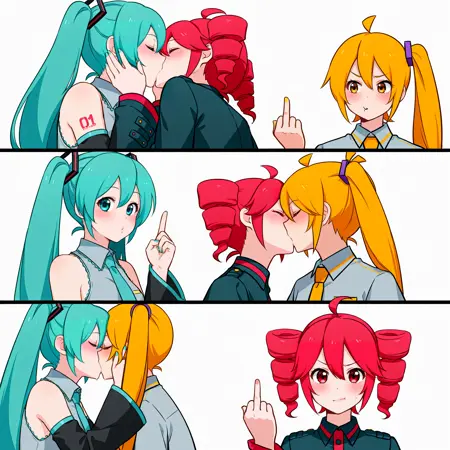 Elite Throuple Kiss Meme - 3 People Kiss Turn to Turn :D