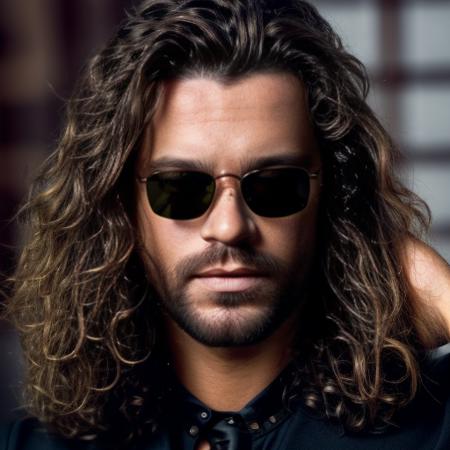 portrait photo of man with a dark glasses, detailed face, long hair, high quality, brunette color hair, 8k   <lyco:locon_perfecteyes_v1_from_v1_64_32:0.75> <lora:inxs:1>