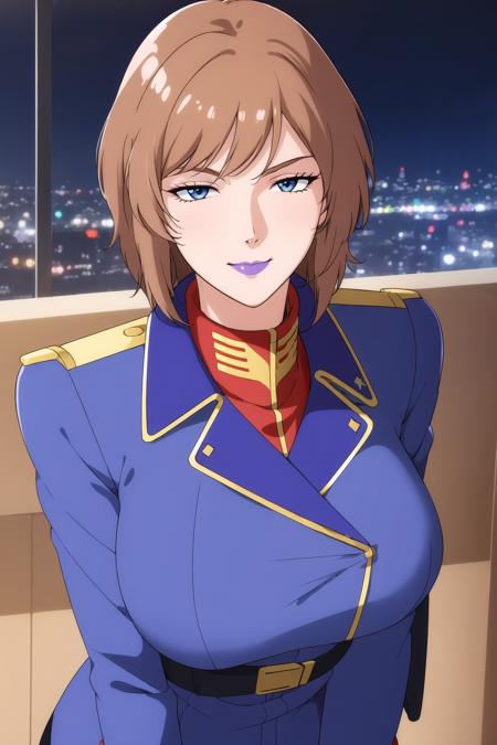 (Night:1.7), Japan, Tokyo, CityView, Before Window,
Standing at attention,
,blue jacket,Blue military uniform,pantyhose, a uniform with gold trims and a collar,shirt,belt,red collar 
<lora:Rezin_Schneider_0093-KK77-V1:0.7>,jewelry,collarbone,
Brown hair, Blue eyes,short hair,lipstick, makeup,
1 girl, 20yo,Young female,Beautiful Finger,Beautiful long legs,Beautiful body,Beautiful Nose,Beautiful character design, perfect eyes, perfect face,expressive eyes,
looking at viewer, in the center of the image,(Upper_body),(close-Up),(Focus on her face),evil smile,
official art,extremely detailed CG unity 8k wallpaper, perfect lighting,Colorful, Bright_Front_face_Lighting,shiny skin,
(masterpiece:1.0),(best_quality:1.0), ultra high res,4K,ultra-detailed,
photography, 8K, HDR, highres, absurdres:1.2, Kodak portra 400, film grain, blurry background, bokeh:1.2, lens flare, (vibrant_color:1.2)
(Beautiful,large_Breasts:1.0), (beautiful_face:1.5),(narrow_waist),