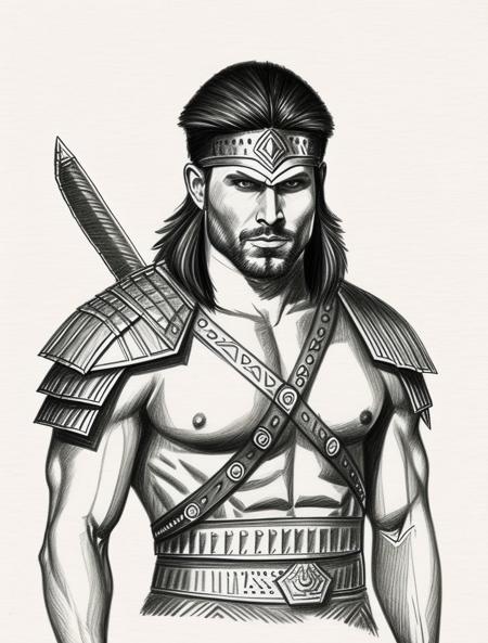 <lora:Pencil_Sketch:0.5> pencil sketch, warrior man, warrior costume