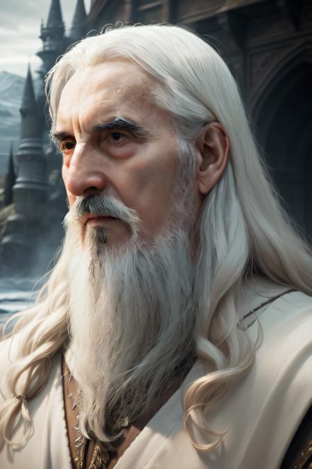 Christopher Lee as (Saruman), (high detailed skin:1.2), 8k uhd, dslr, soft lighting, high quality, film grain, Fujifilm XT3 <lora:Christopher Lee:0.7>