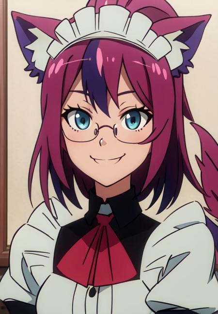 <lora:gate_p:0.8>, gate_p, smile, portrait, wolf girl, glasses