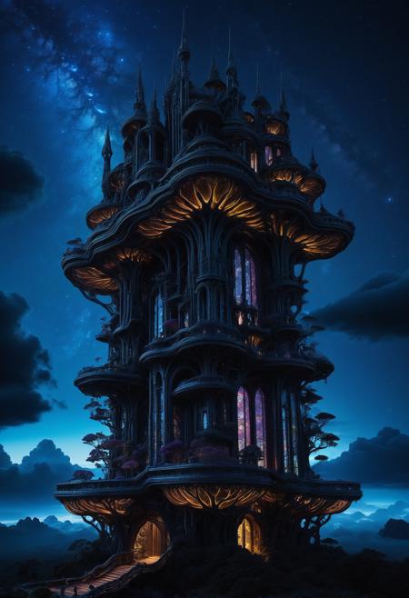 embedding:lazympos, megastructure, bones, above clouds, organic, detailed, dark, night, glowing, neon lights,  <lora:Challenge_Winnifier_2025-04:0> <lora:Organic_Macabre:1>