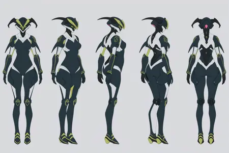 XL Warframe Turn, Multi-View, Turnaround, Model Sheet, Character Design