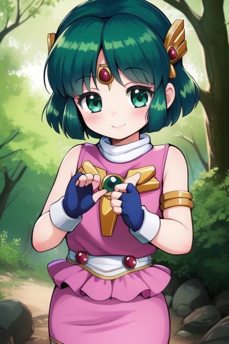 REMI, 1girl, soro, blue eyes, short hair, green hair, hairband,  REMI, blue_eyes, short_hair, green_hair, hairband, child,