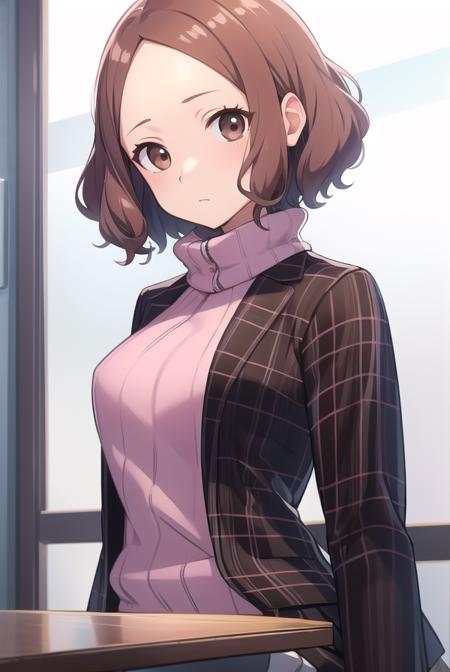 haruokumura, <lora:haruokumuratest:1>, haru okumura, (brown eyes:1.5), brown hair, short hair,
BREAK black footwear, layered sleeves, loafers, long sleeves, pantyhose, pink sweater, plaid, plaid skirt, pleated skirt, print pantyhose, ribbed sweater, school uniform, shoes, short over long sleeves, shuujin academy school uniform, skirt, sweater, white pantyhose,
BREAK looking at viewer,
BREAK indoors, classroom,
BREAK <lora:GoodHands-vanilla:1>, (masterpiece:1.2), best quality, high resolution, unity 8k wallpaper, (illustration:0.8), (beautiful detailed eyes:1.6), extremely detailed face, perfect lighting, extremely detailed CG, (perfect hands, perfect anatomy),